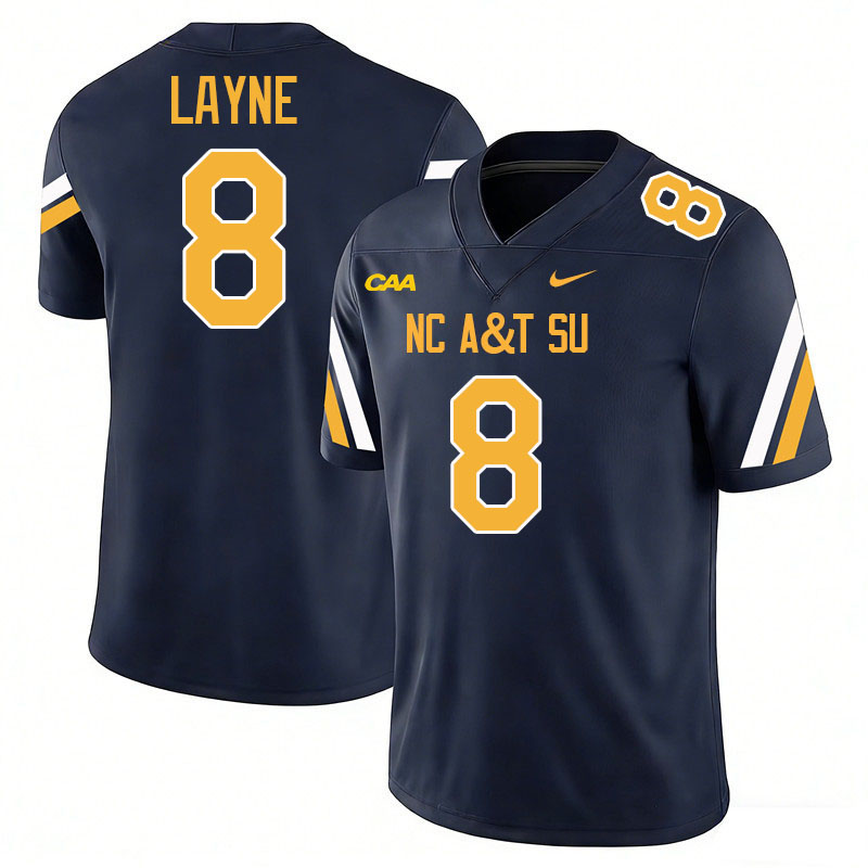 North Carolina A&T Aggies #8 Nelson Layne College Football Jerseys,Uniforms-Navy